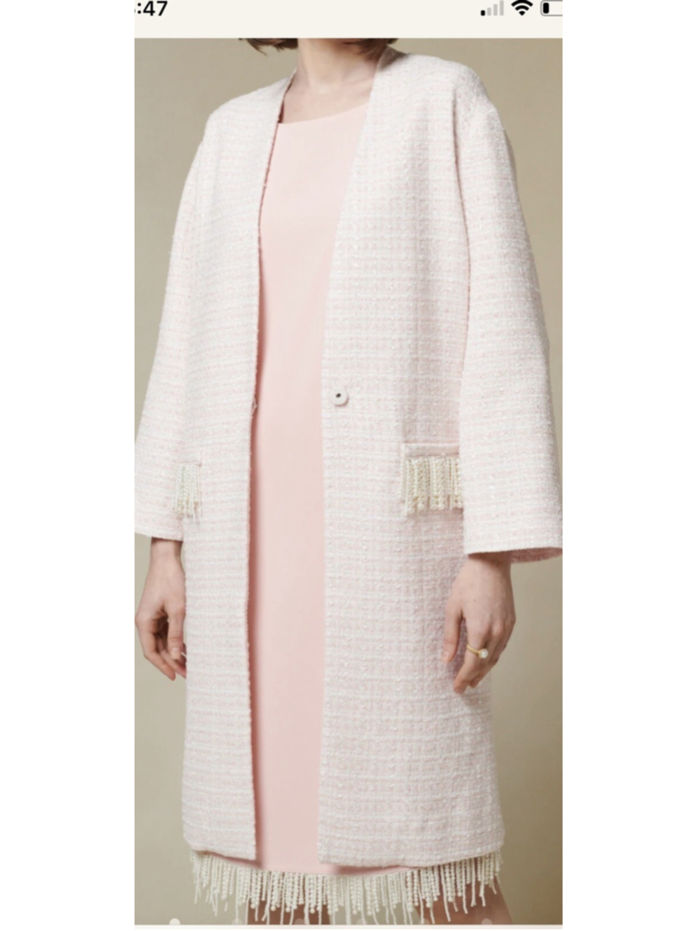 Weill Tweed and bead coat pink size 16
